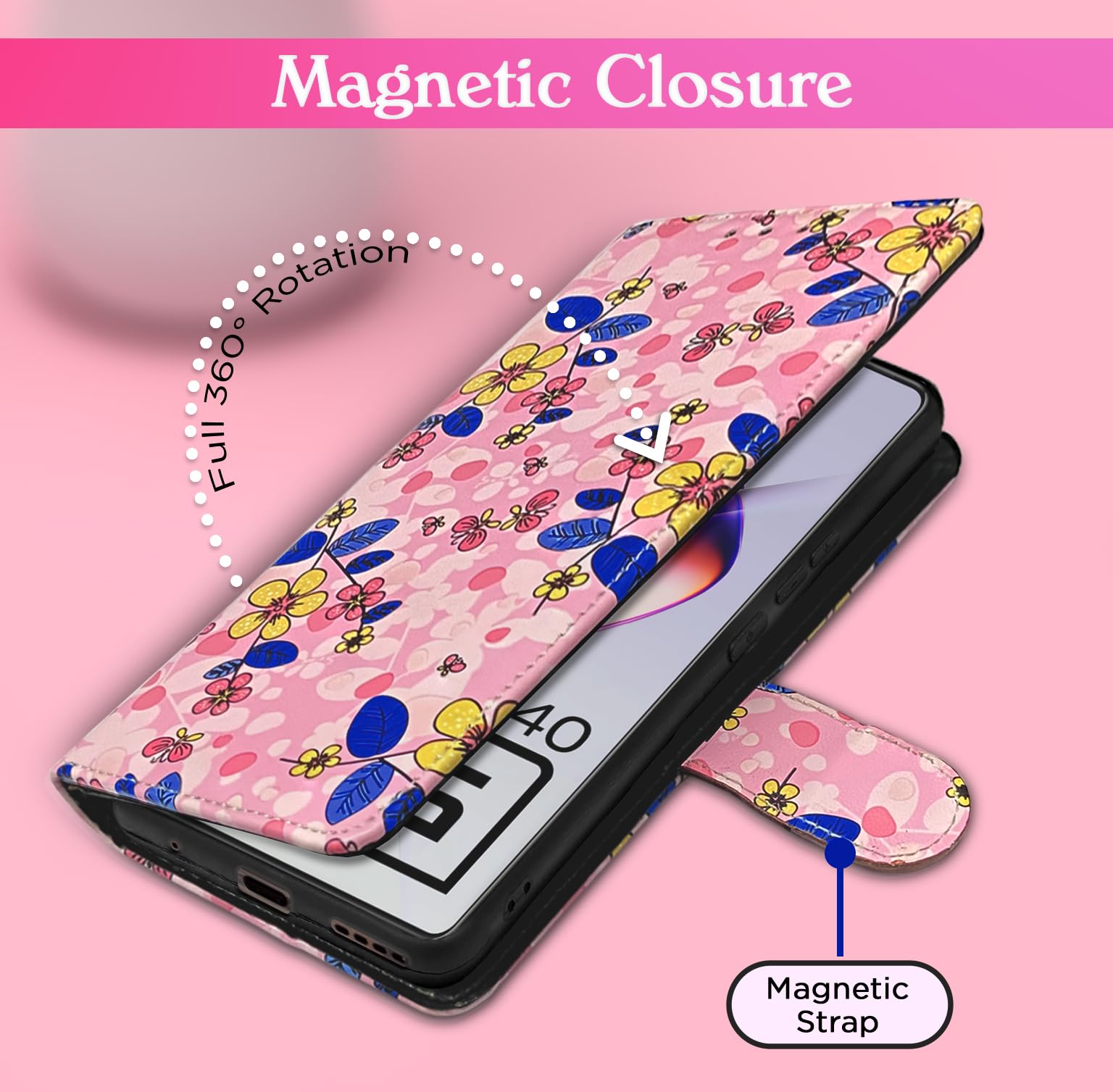 Pikkme pink flower Wallet flip case for Infinix Note 40 5G – photo 6