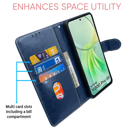 Pikkme blue & brown wallet flip cover for Vivo Y200 Pro 5G – photo 4