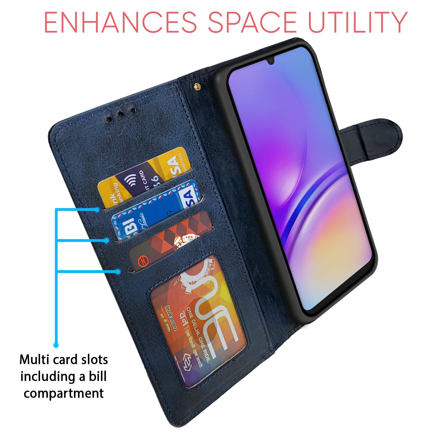 Pikkme navy & light blue wallet flip cover for Samsung A05/M05/F05 – photo 5