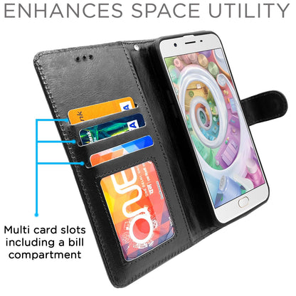 Oppo F1s Wallet mobile flip cover in black by Pikkme – photo 4