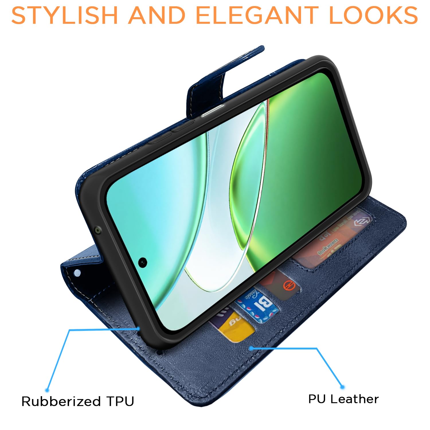 Vivo T5x/Y51 Pro/iQOO Z11x 5G flip cover in navy & light blue by Pikkme – photo 3