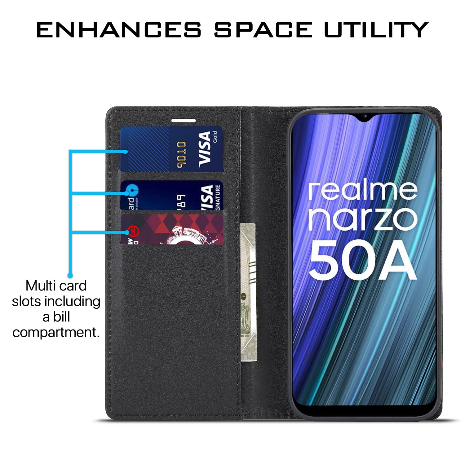 Pikkme black flip cover for Realme Narzo 50A – photo 3