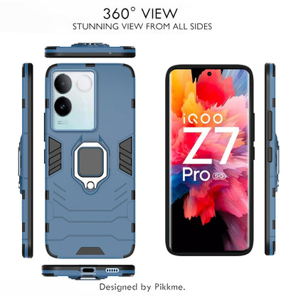 Pikkme iQOO Z7 Pro 5G D5 Tough Armor Back Cover (Blue)