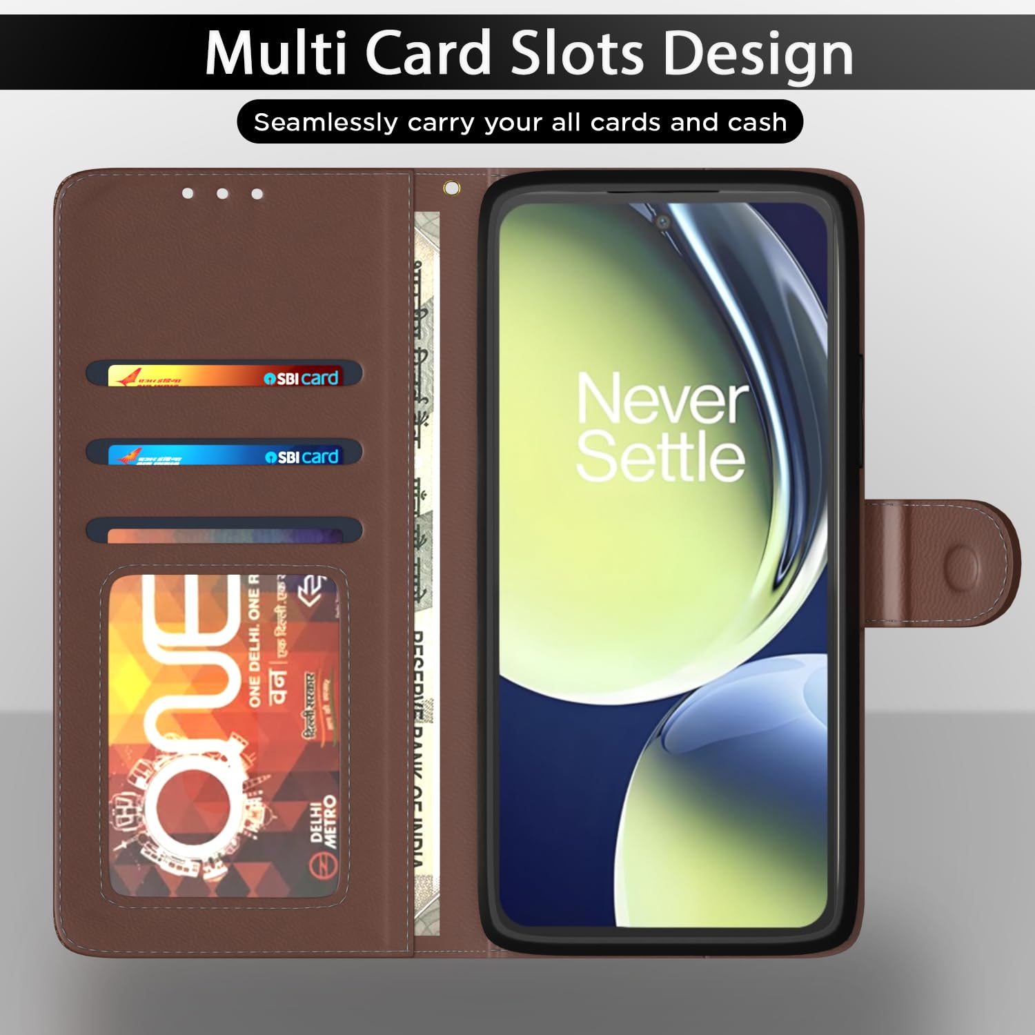 Pikkme OnePlus Nord CE 3 Lite 5G tan wallet flip cover – photo 5