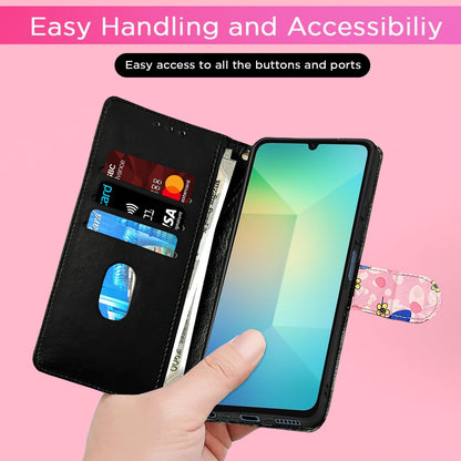 Pikkme Samsung A06 Wallet pink flower mobile flip cover – photo 7