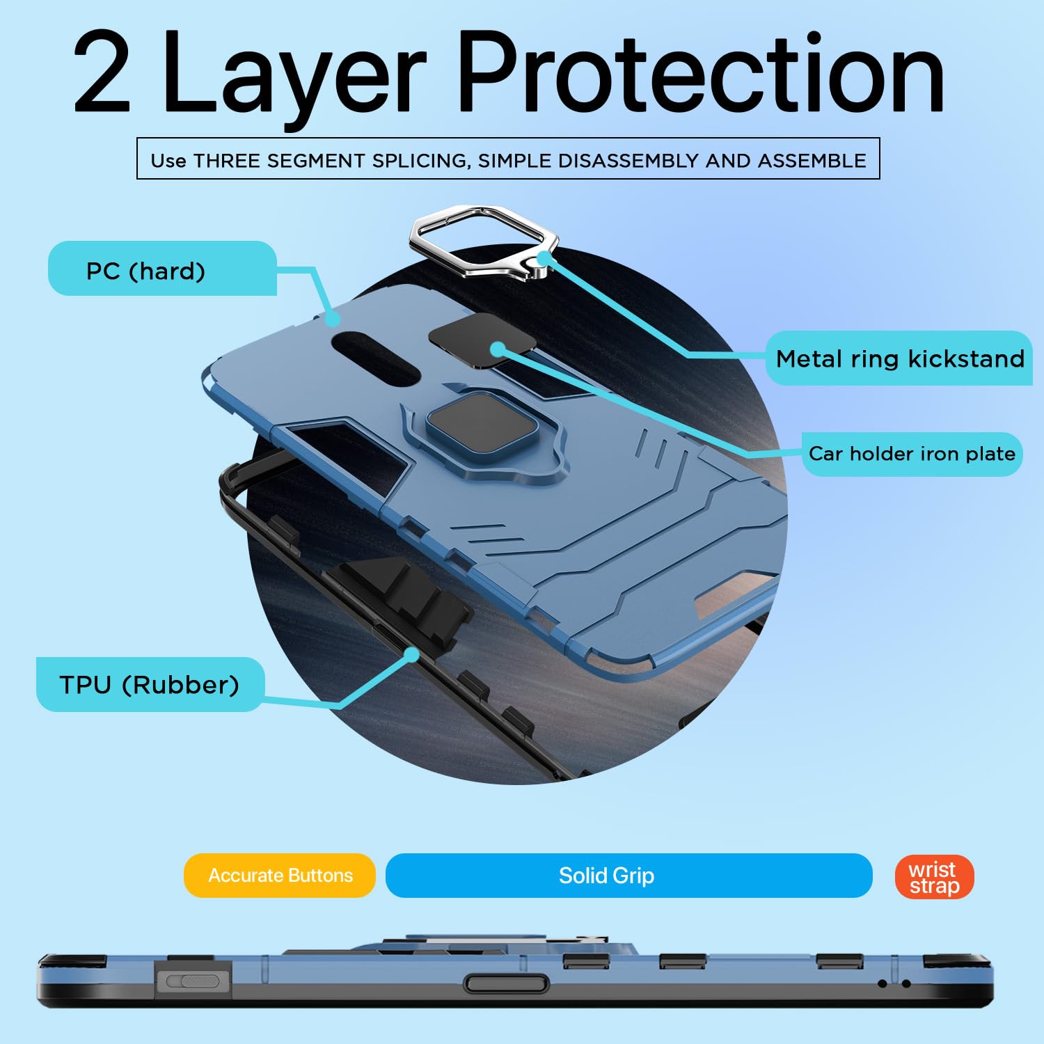 Pikkme OnePlus 6T D5 Tough Armor Back Cover | Blue