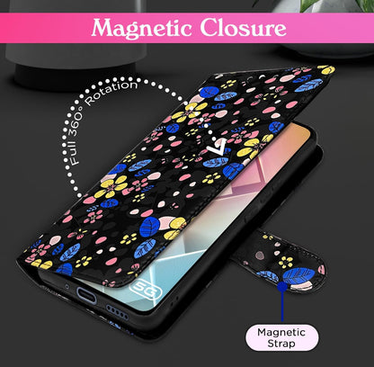 Pikkme Vivo Y200e 5G Flower Flip Cover (Black)