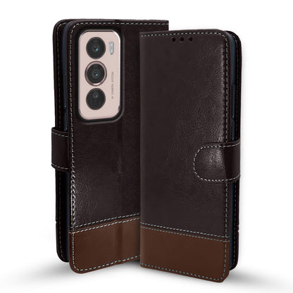 Pikkme Oppo Reno 12 5G Magnetic coffee & brown mobile flip cover