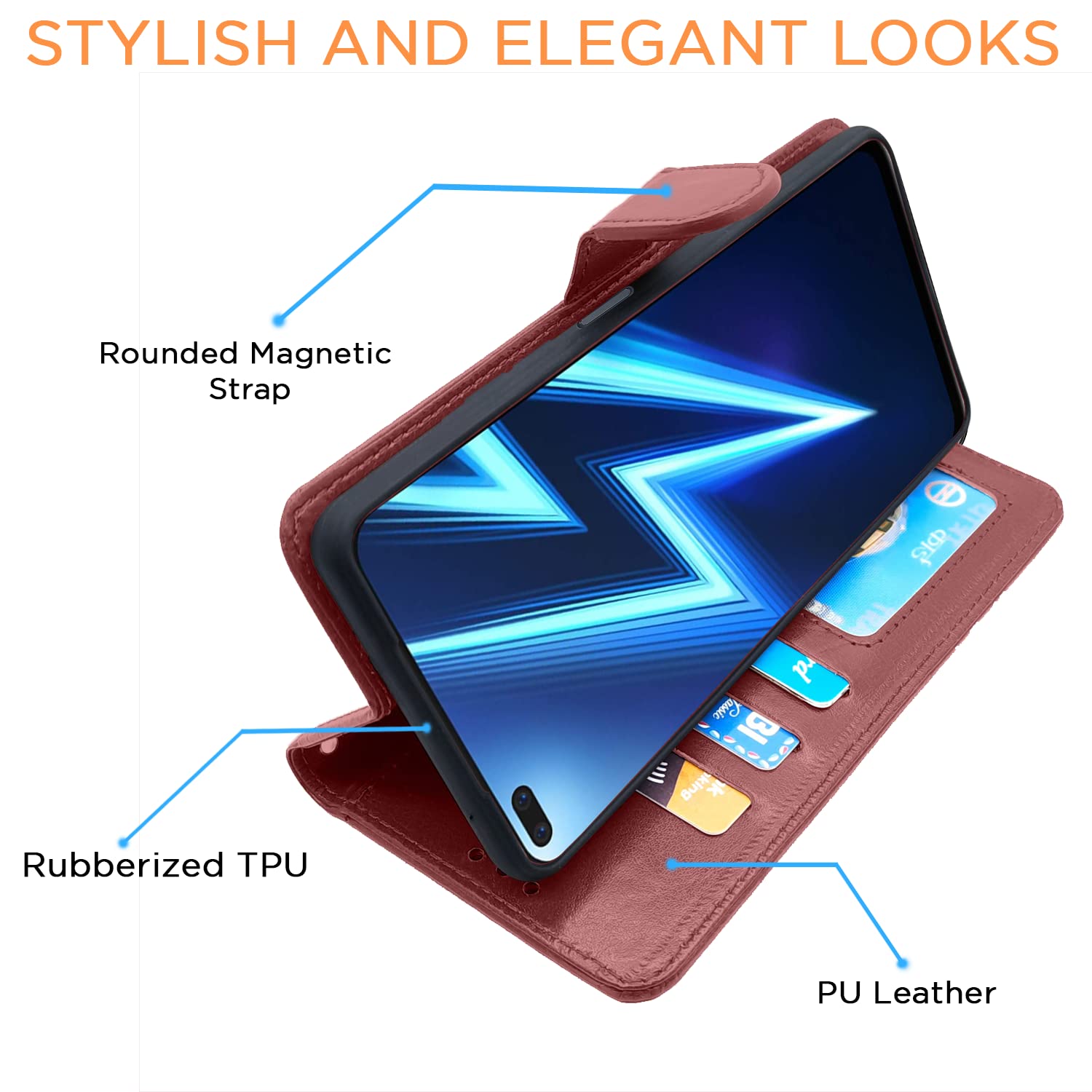 Pikkme Realme 6 Pro brown mobile flip cover – photo 5