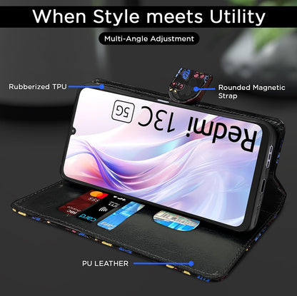 Black flower flip cover for Redmi 13C 5G – Pikkme – photo 5