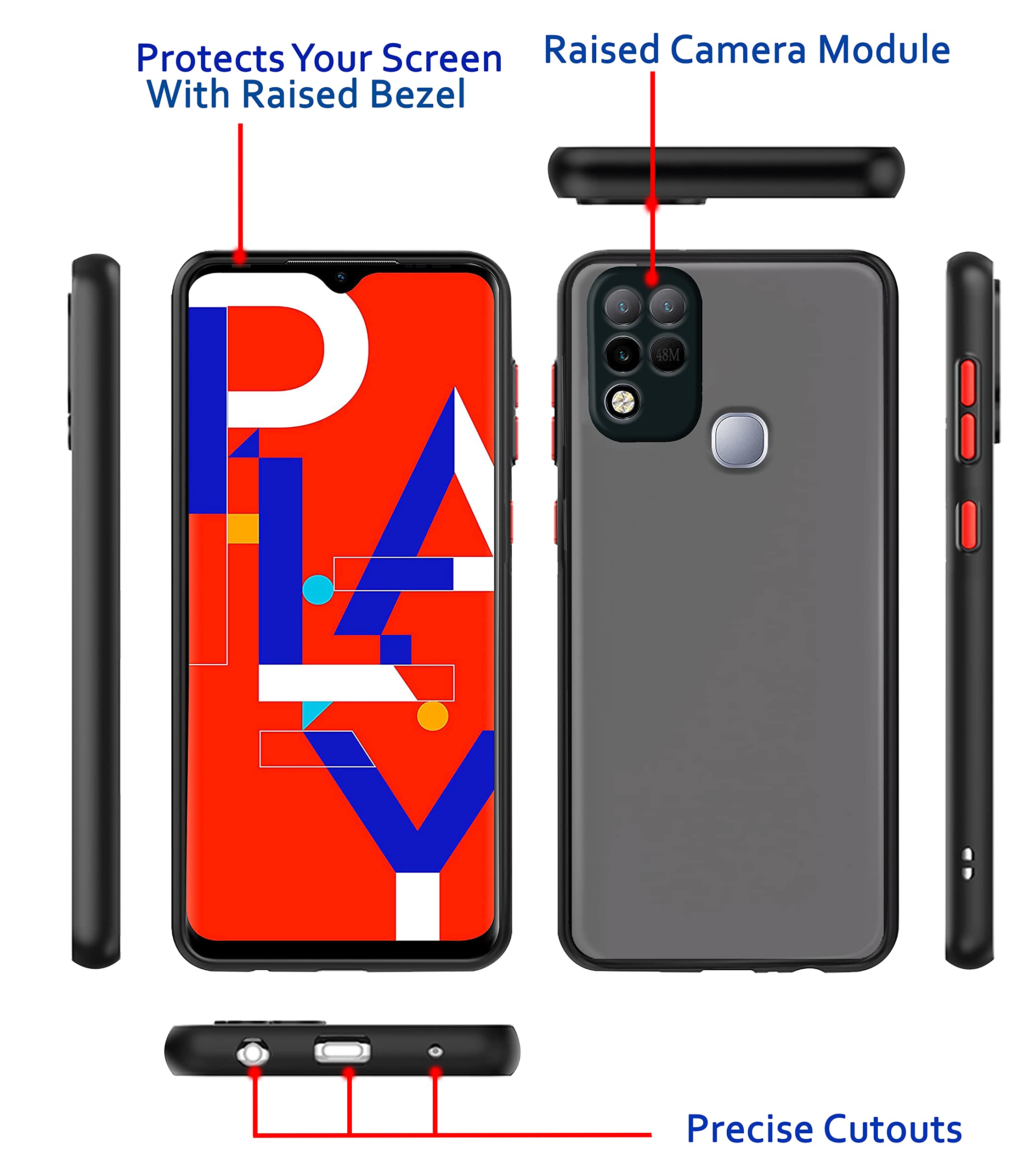 Infinix Hot 10s Hybrid mobile back cover in black by Pikkme – photo 3