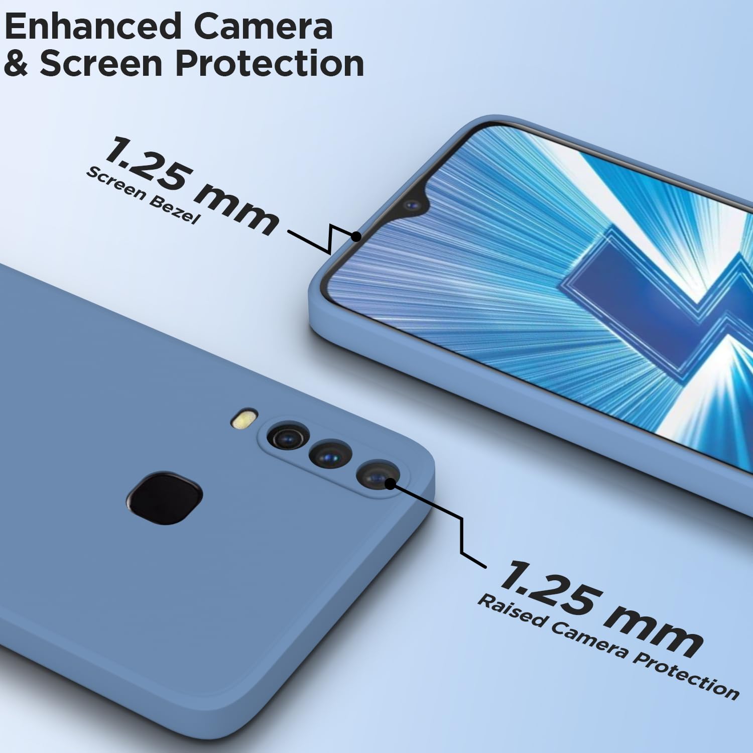 Pikkme Vivo Y12 / Y15 / Y17  Soft Matte Silicone Shockproof Case (Aqua Blue)