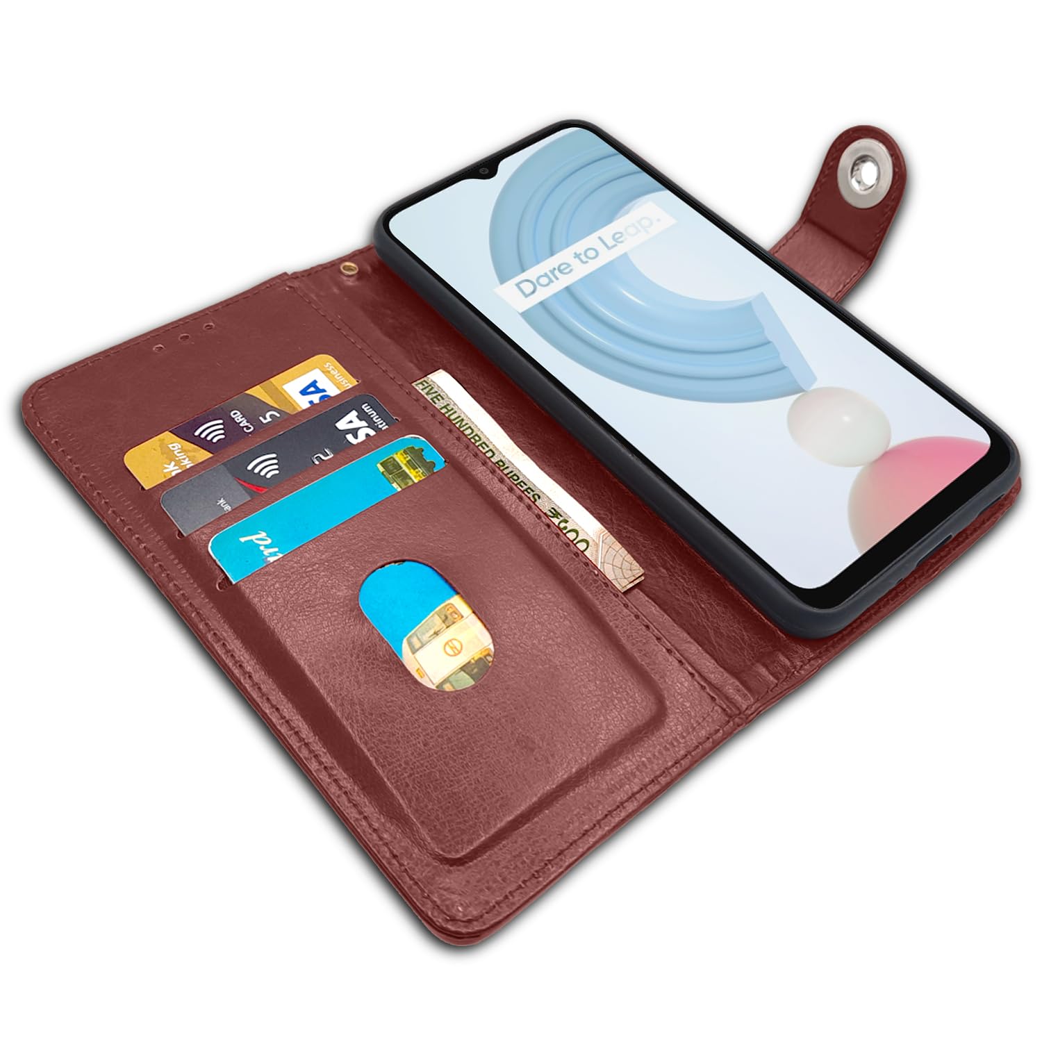 Realme C21y flip case in brown by Pikkme – photo 3
