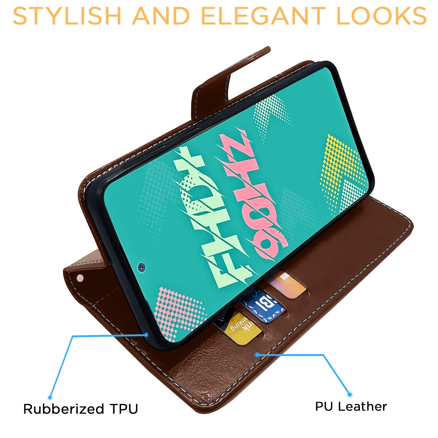 Pikkme brown & coffee wallet flip cover for Infinix Hot 11s – photo 5