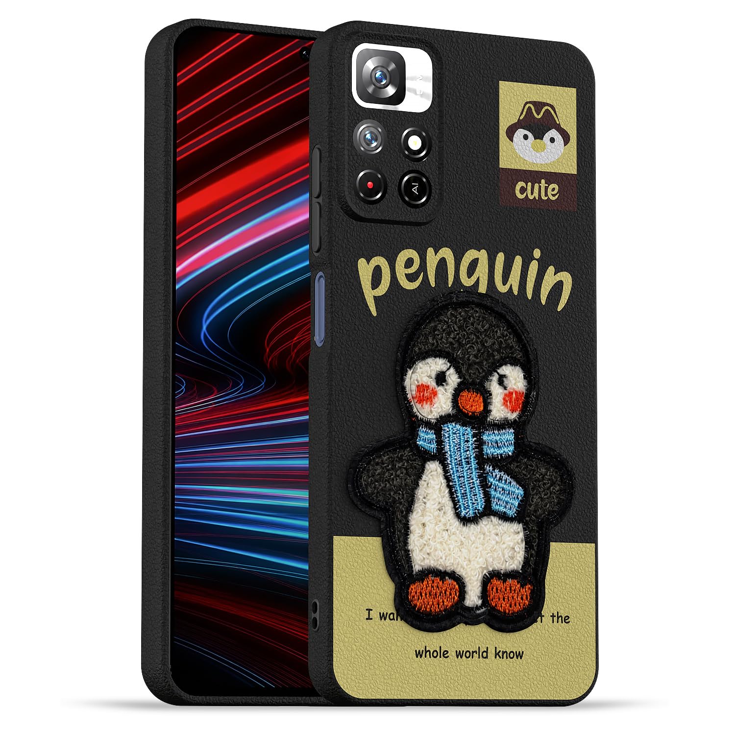 Pikkme Redmi Note 11T/Poco M4 Pro 5G Plush Patch black mobile back cover