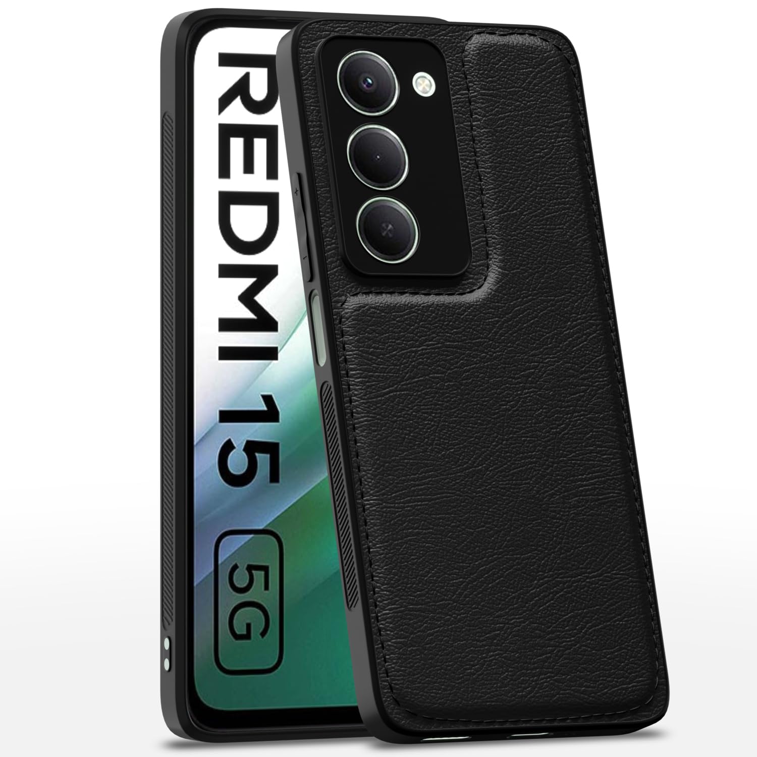 Pikkme black mobile cover for Redmi 15 5G