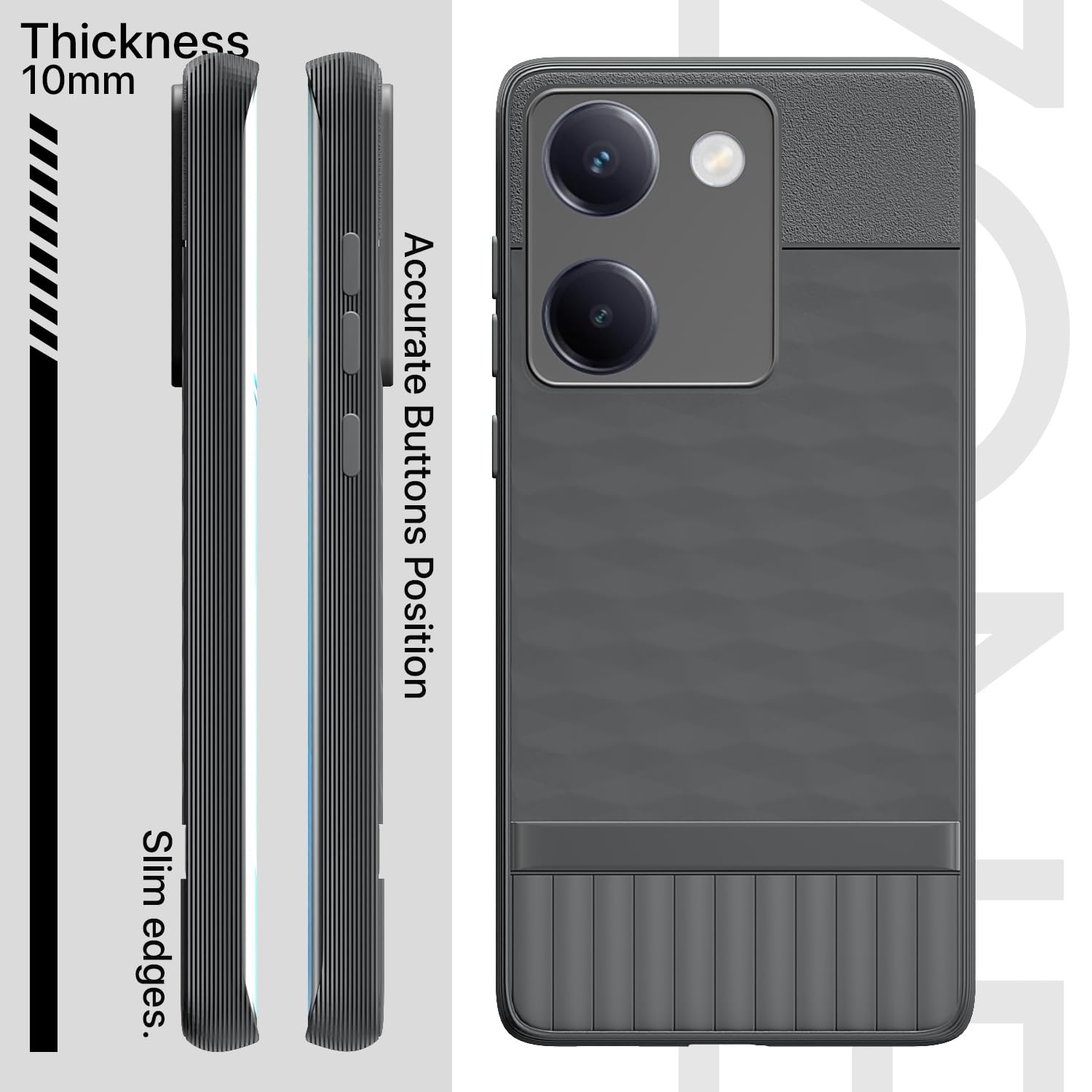 Pikkme Vivo Y300 Plus 5G Shockproof Soft Flexible Gencase Back Cover (Grey)