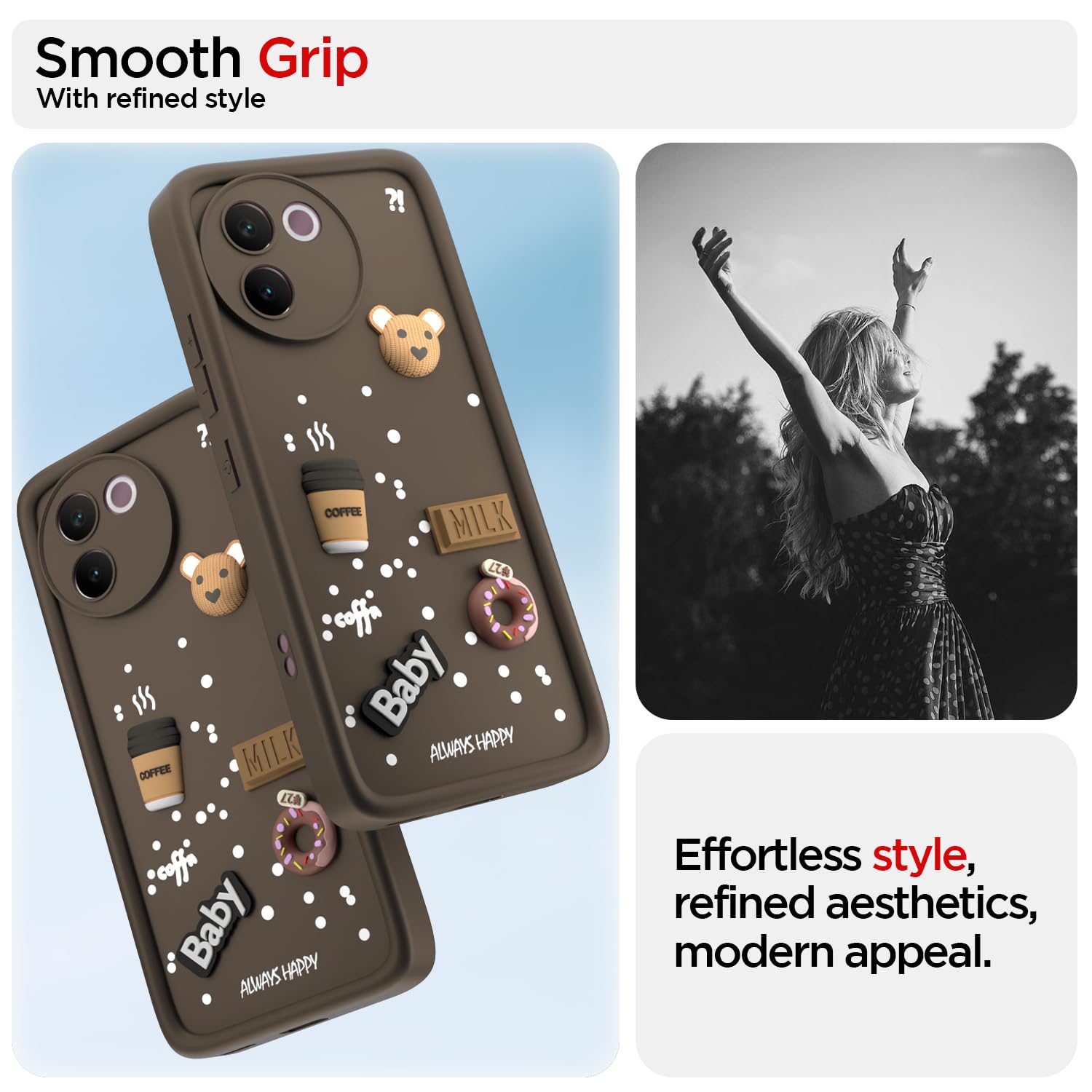 Pikkme brown mobile back cover for Vivo V30e 5G – photo 2