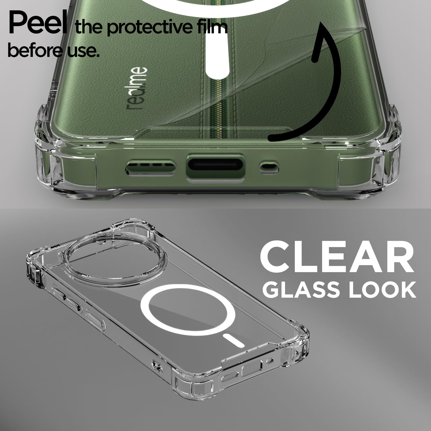 Pikkme transparent mag-safe MagSafe mobile back cover for Realme 11 Pro/11 Pro Plus 5G/Narzo 60 Pro 5G – photo 3