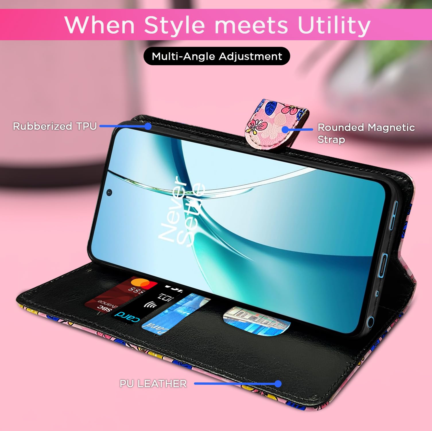 Pikkme pink flower wallet flip cover for OnePlus Nord CE 4 Lite 5G – photo 5