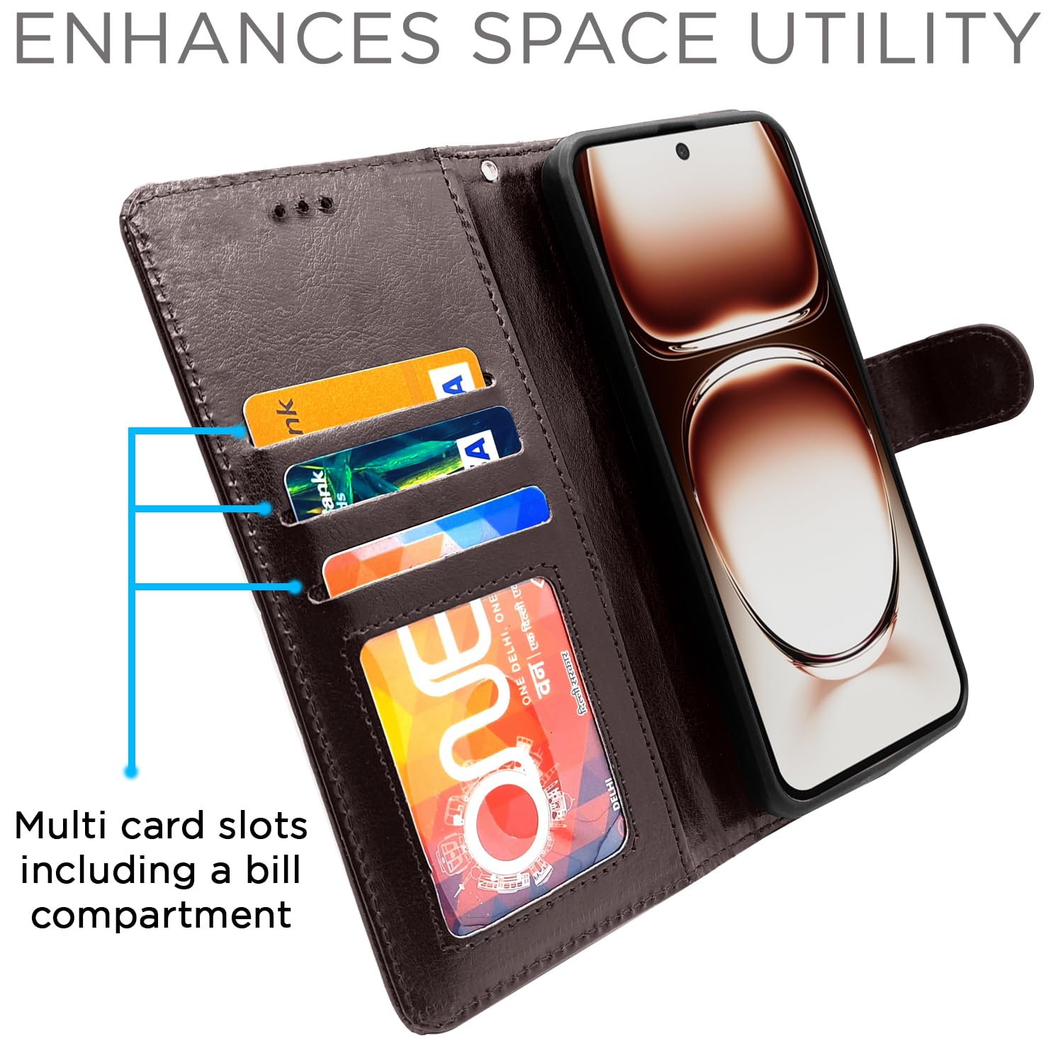Oppo Reno 12 Pro 5G flip case in coffee by Pikkme – photo 3