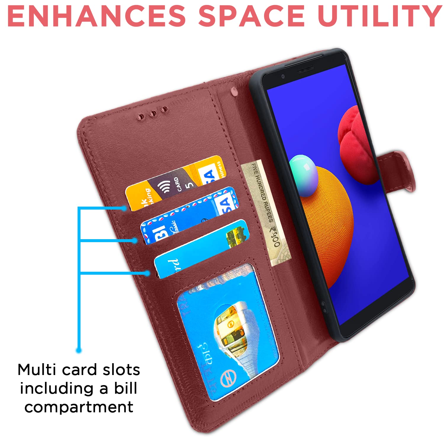 Pikkme Samsung Galaxy M01 core Vintage Flip Cover (Brown)