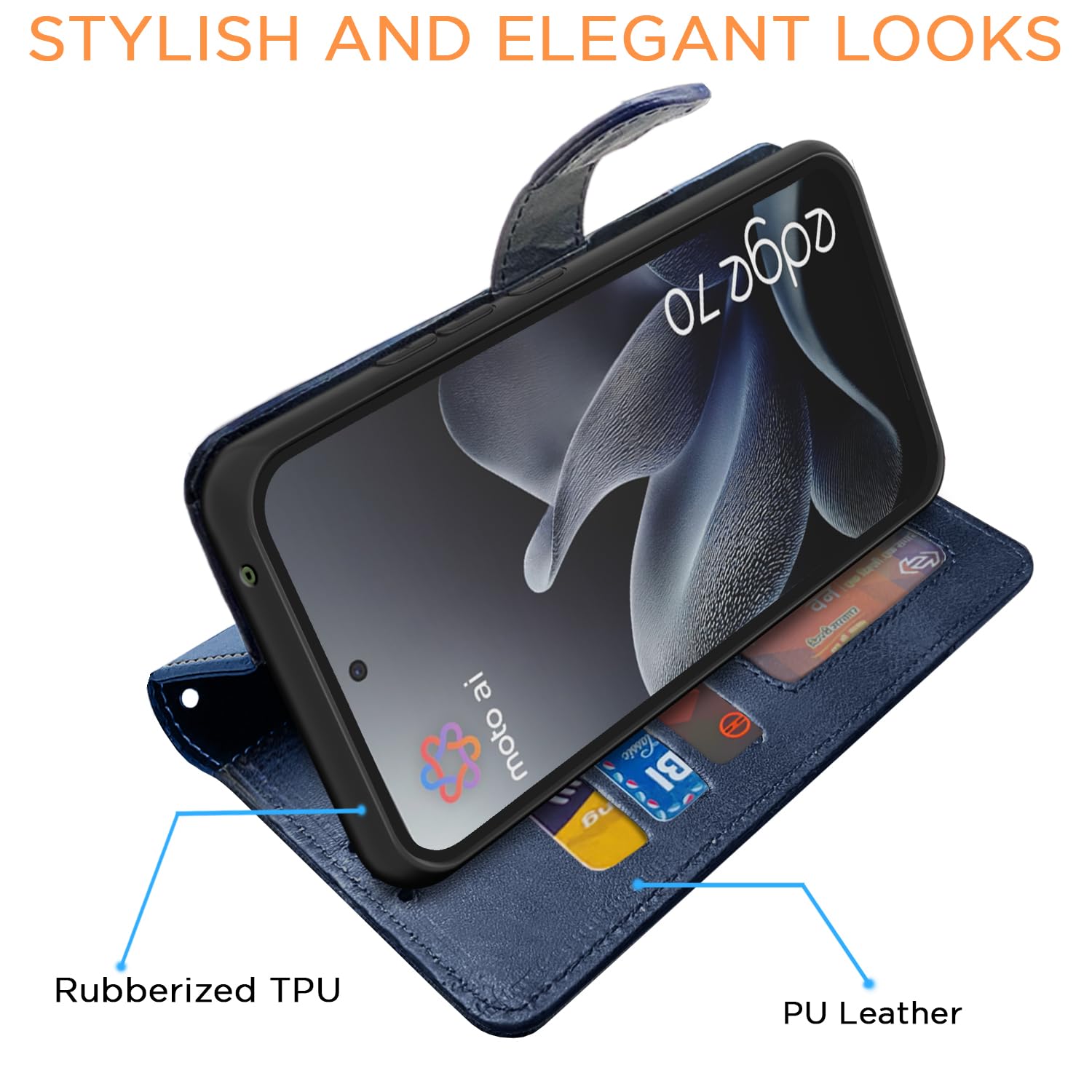 Pikkme Moto Edge 70 5G Magnetic navy & light blue flip case – photo 3