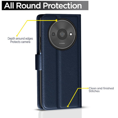 Pikkme Redmi A3 (2024) / Redmi A3x / Poco C61 Vintage Flip Cover (Blue)