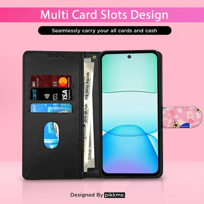 Pikkme pink flower Wallet mobile flip cover for Redmi 13/Poco M6 Plus 5G – photo 2