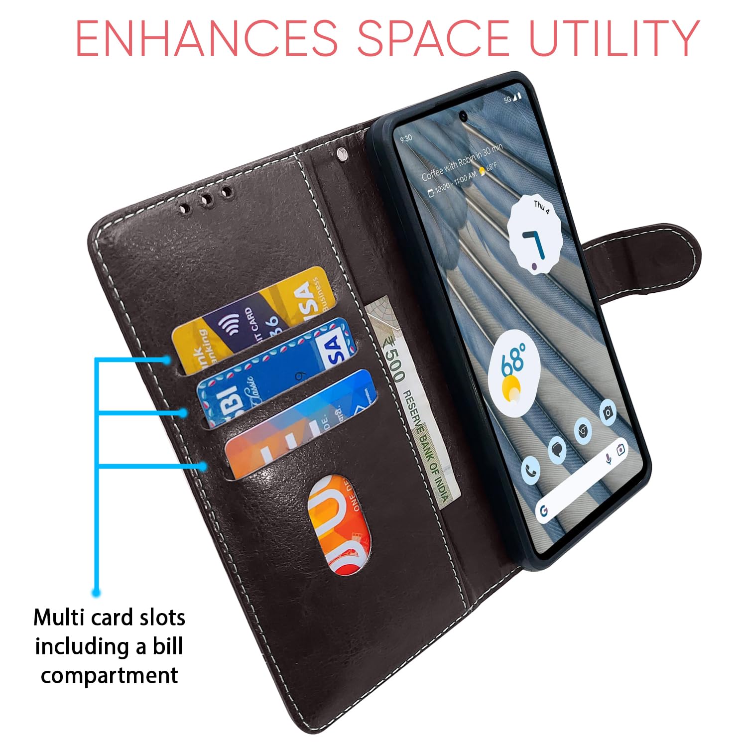 Pikkme Google Pixel 7A Magnetic coffee & brown wallet flip cover – photo 4