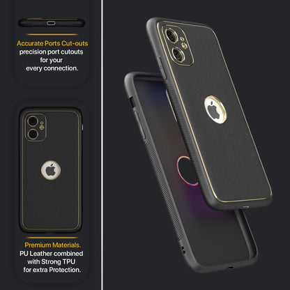 Pikkme iPhone 11 Gold Electroplated Leather Chrome Back Cover (Black)