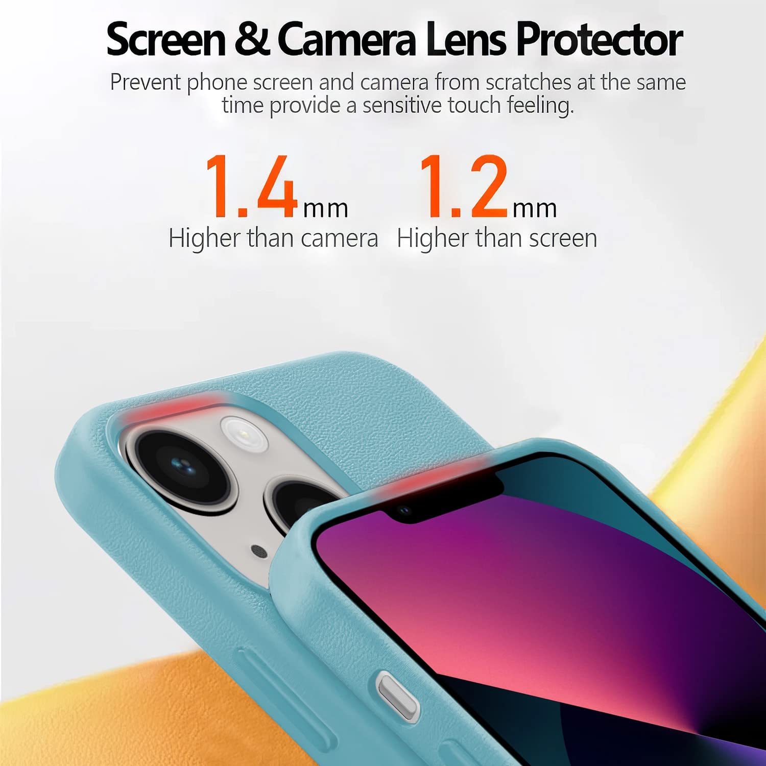 Pikkme sky blue Leather back cover for iPhone 14 – photo 2