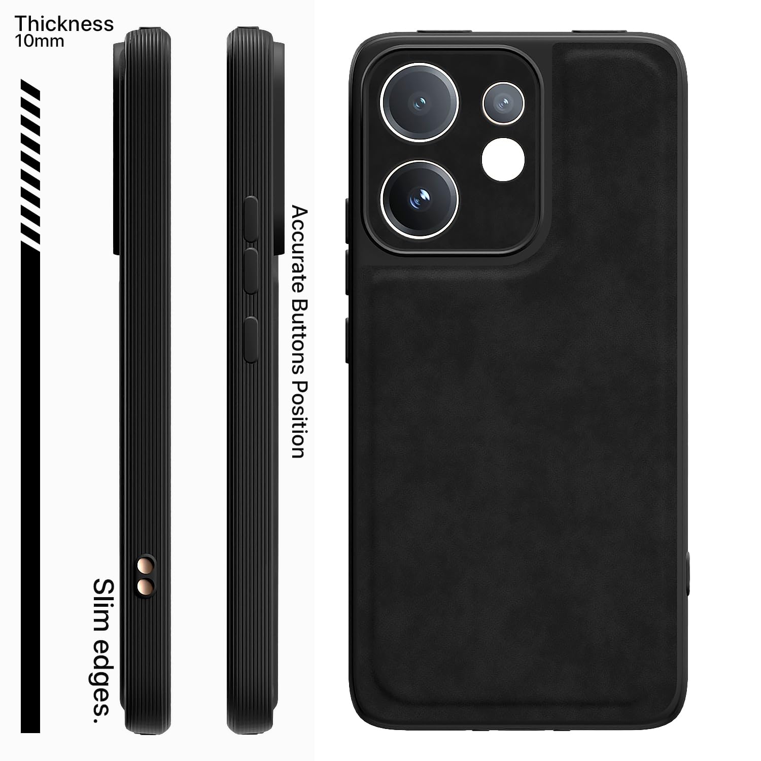 Pikkme black Leather mobile back cover for Vivo V60/T4 Pro 5G – photo 3
