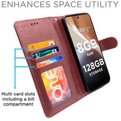 Moto G32 Wallet flip cover in brown by Pikkme – photo 2
