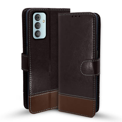 Samsung F13 Magnetic wallet flip cover in coffee & brown by Pikkme