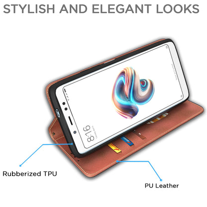 Redmi Note 5 Pro Magnetic mobile flip cover in brown by Pikkme – photo 5