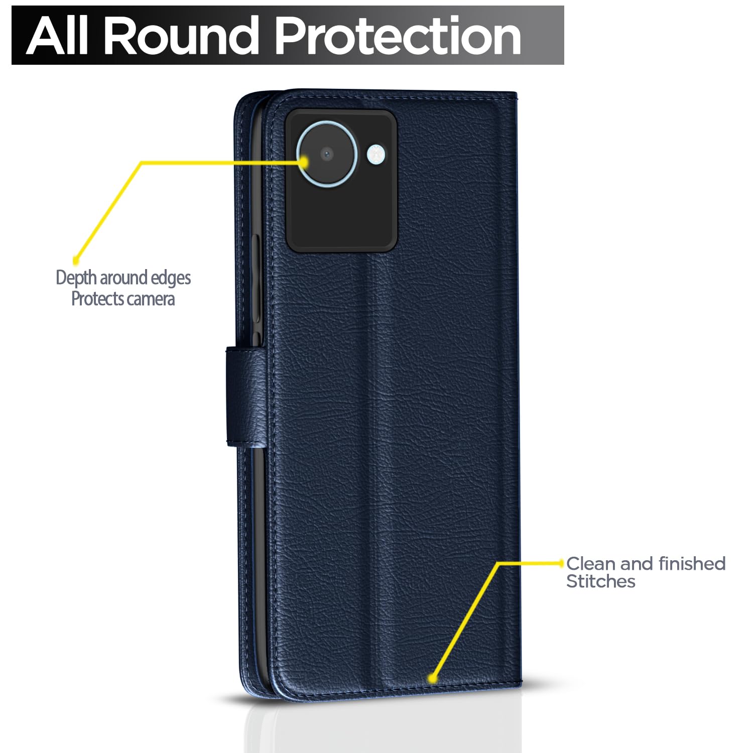 Pikkme blue Wallet wallet flip cover for Realme C30/Narzo 50i Prime – photo 4