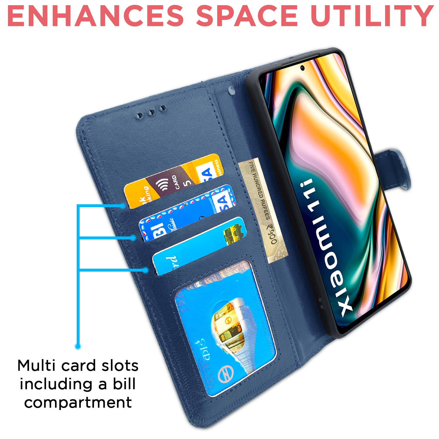 Pikkme Mi 11i 5G / 11i Hyper Charge 5G Vintage Flip Cover (Blue)