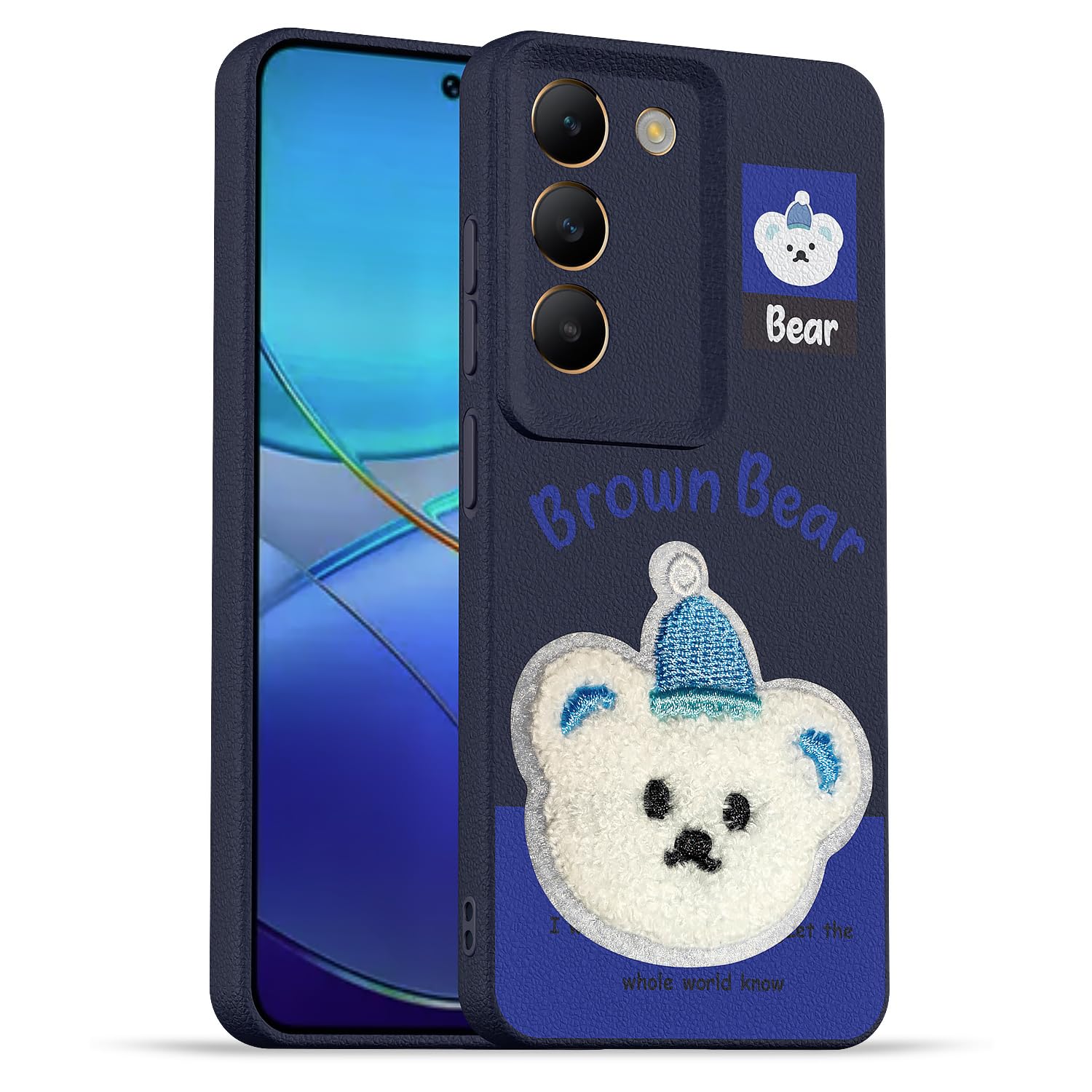 Pikkme blue Plush Patch phone cover for Vivo Y100 5G