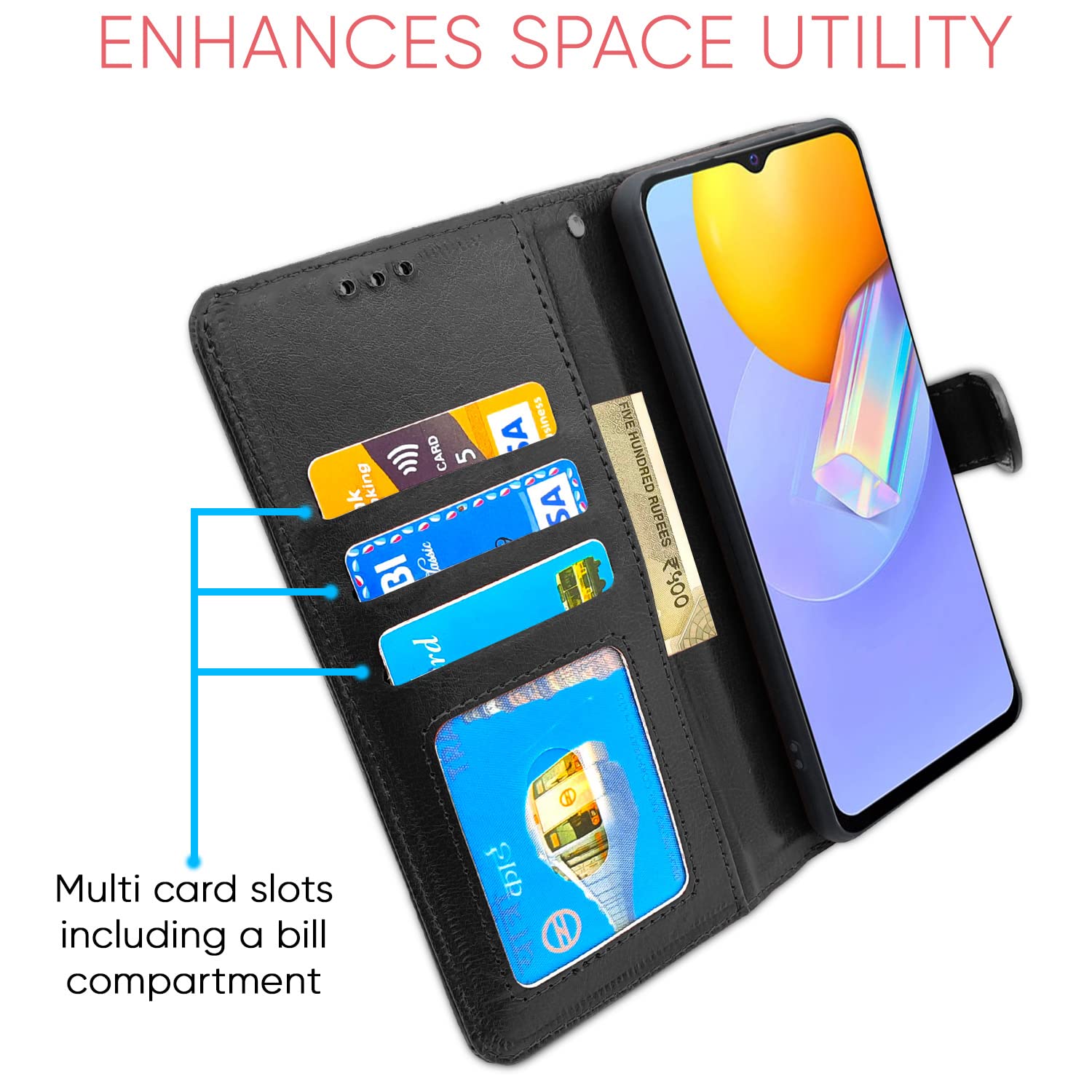 Pikkme Vivo Y31 / Y51   Flip Vintage Flip Cover | Black