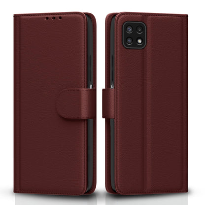 Brown wallet flip cover for Samsung F42/A22 5G – Pikkme