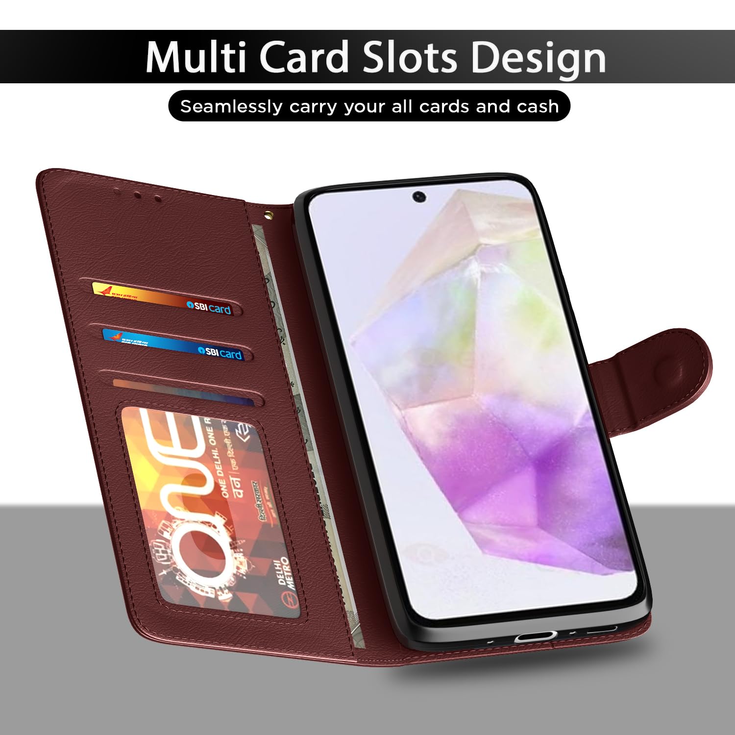 Pikkme Samsung A56 5G Wallet brown wallet flip cover – photo 5