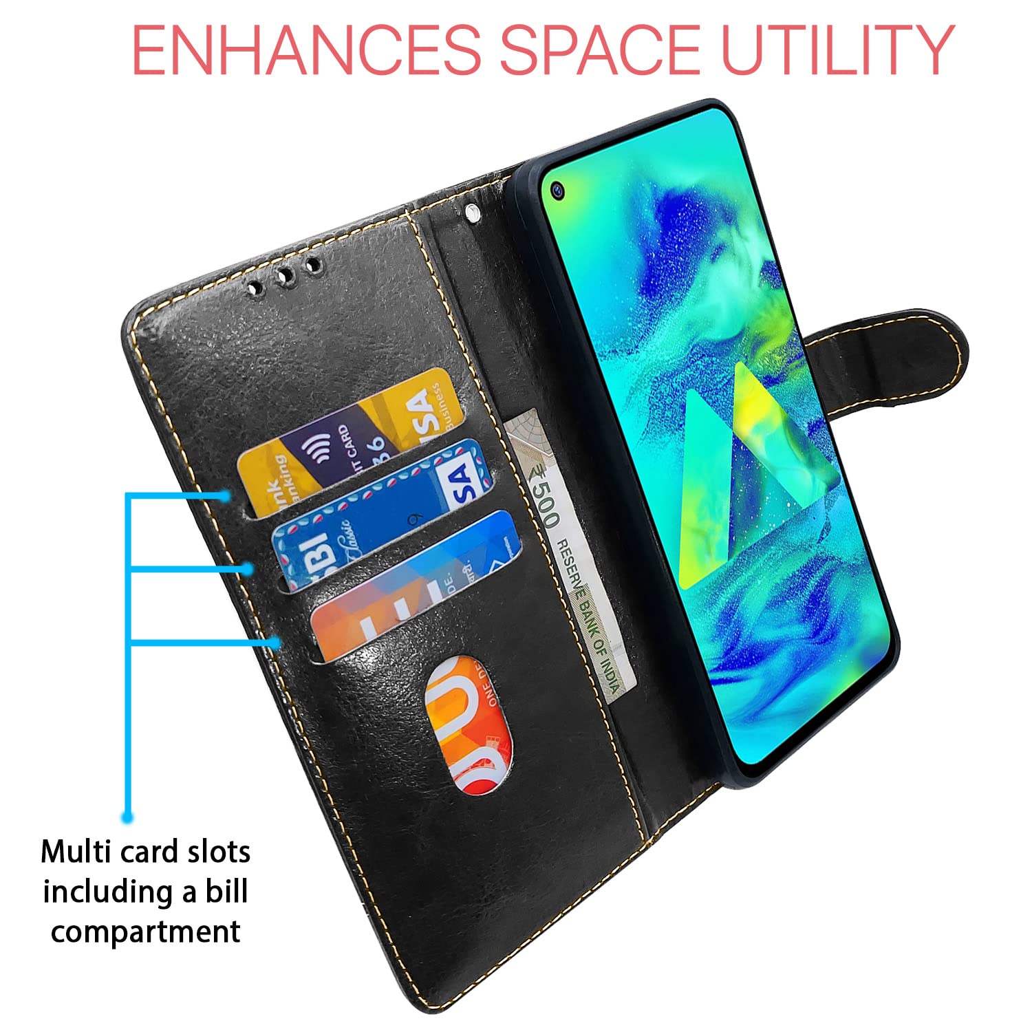 Black & brown flip cover for Samsung M40 – Pikkme – photo 3