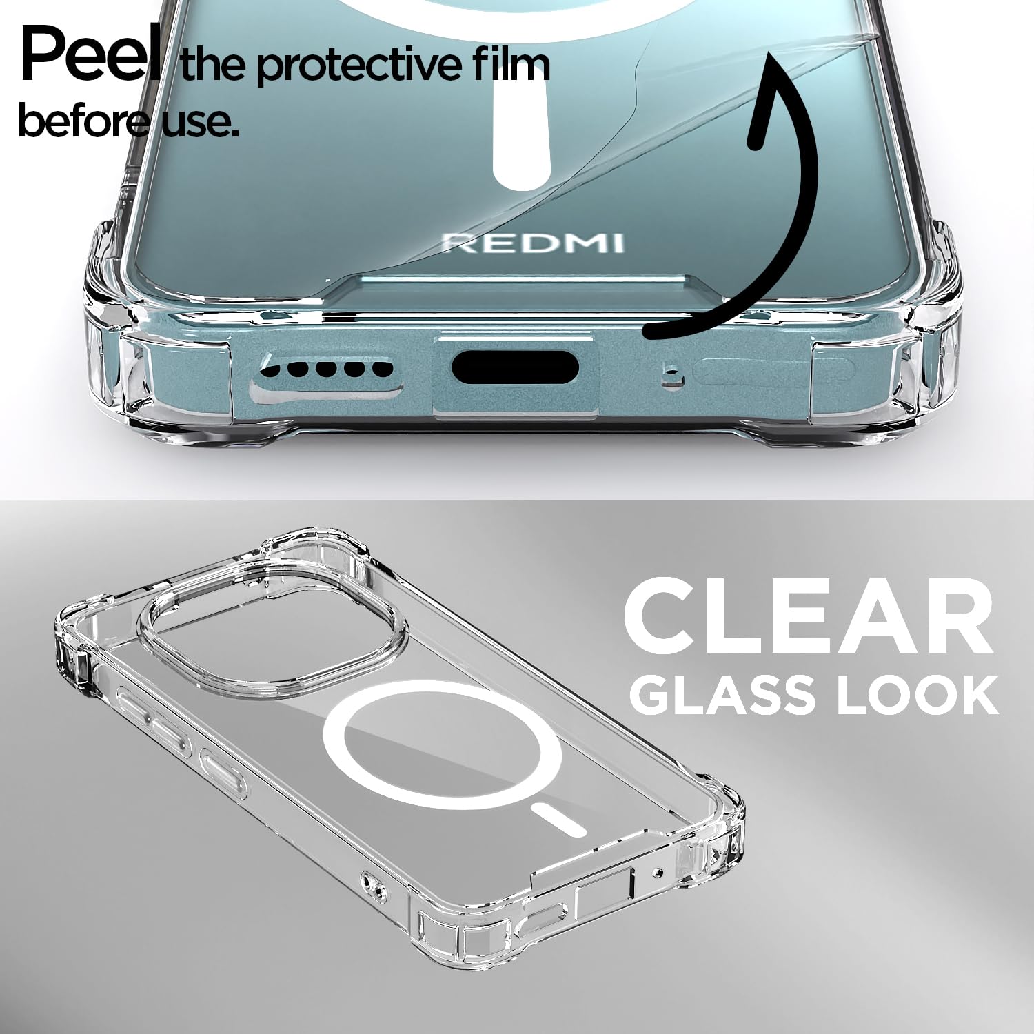 Transparent mag-safe back cover for Redmi Note 15 Pro 5G – Pikkme – photo 3