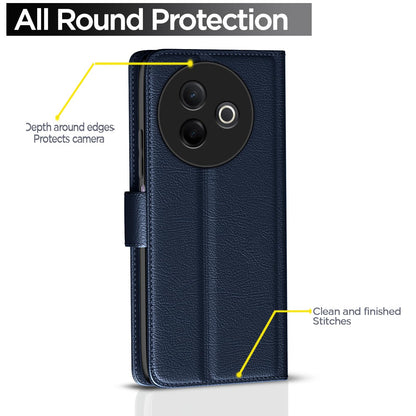 Pikkme Vivo Y39 5G Vintage Flip Cover (Blue)