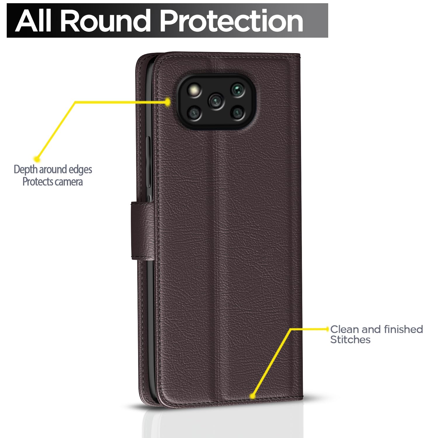 Poco X3 flip case in coffee by Pikkme – photo 4