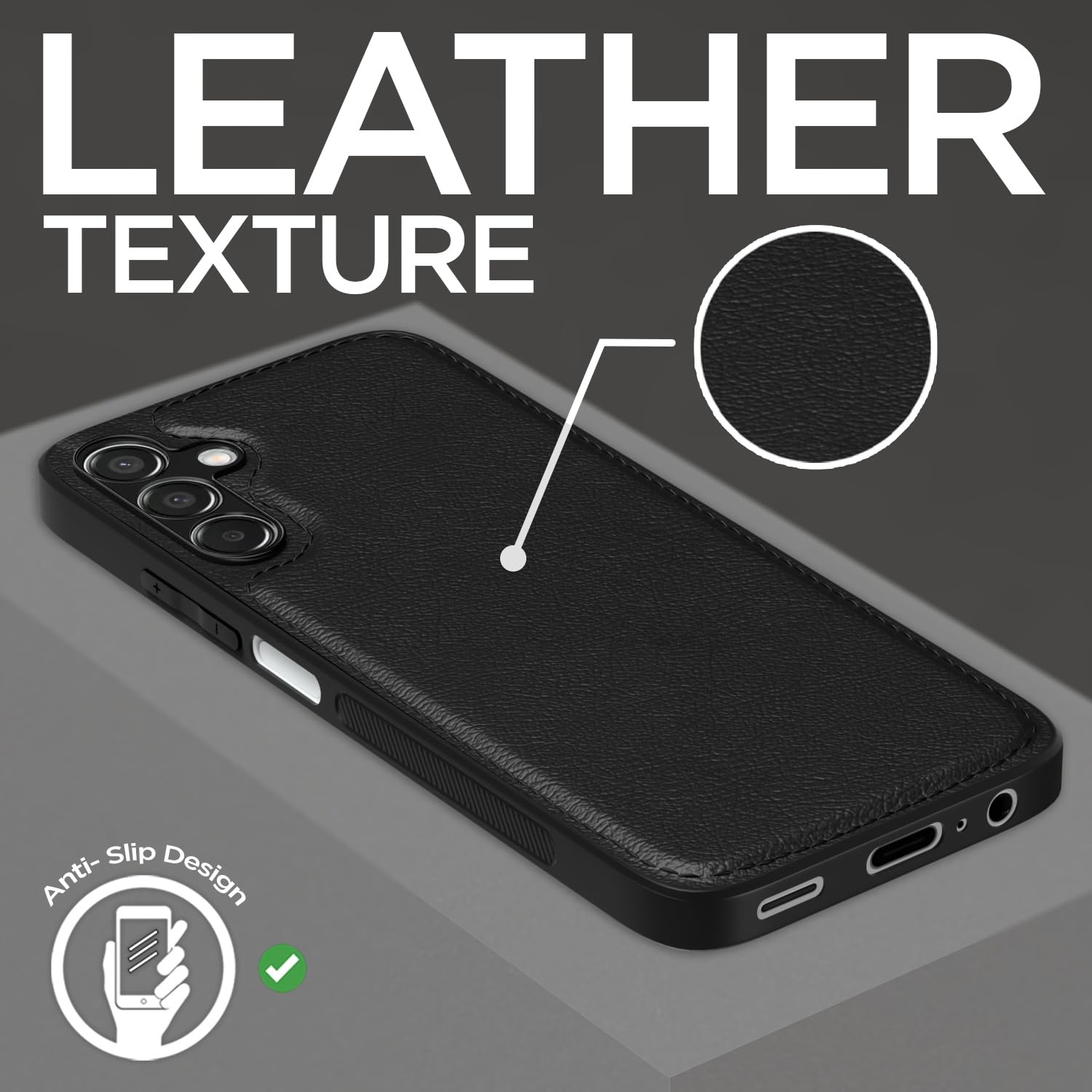 Pikkme Samsung Galaxy M15 / F15 / M15 5G Leatherback Back Case | Black