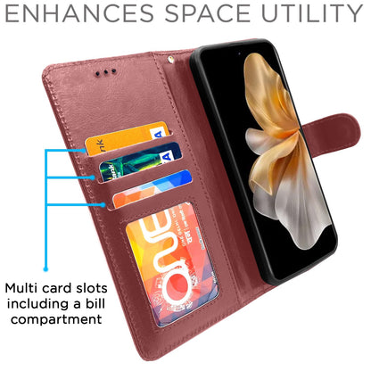 Brown wallet flip cover for Vivo V30 Pro 5G – Pikkme – photo 5