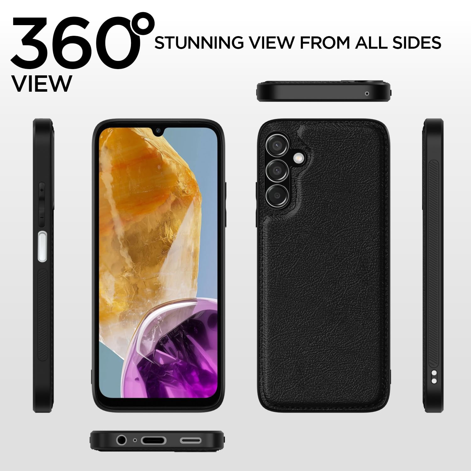 Pikkme Samsung Galaxy M15 / F15 / M15 5G Leatherback Back Case | Black