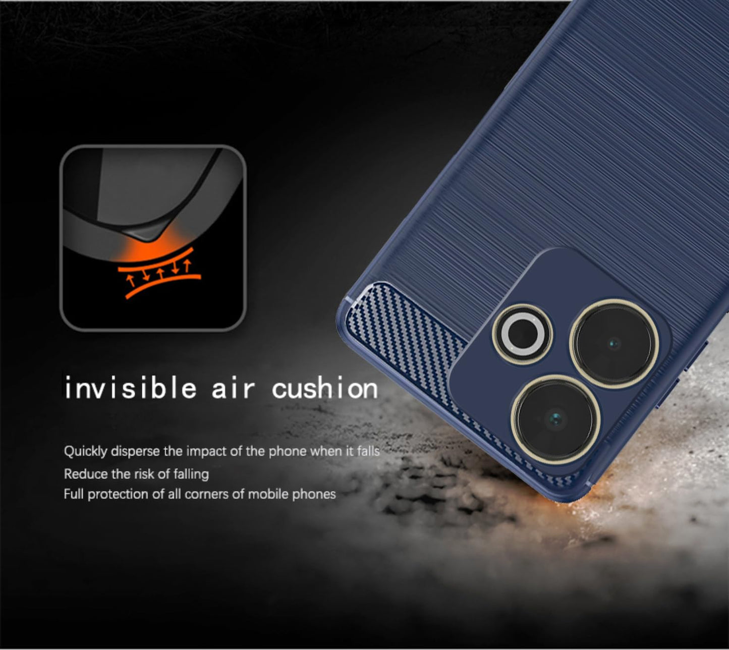 Pikkme  Redmi 13 5G Hybrid Carbon Fibre Back Cover (Blue)